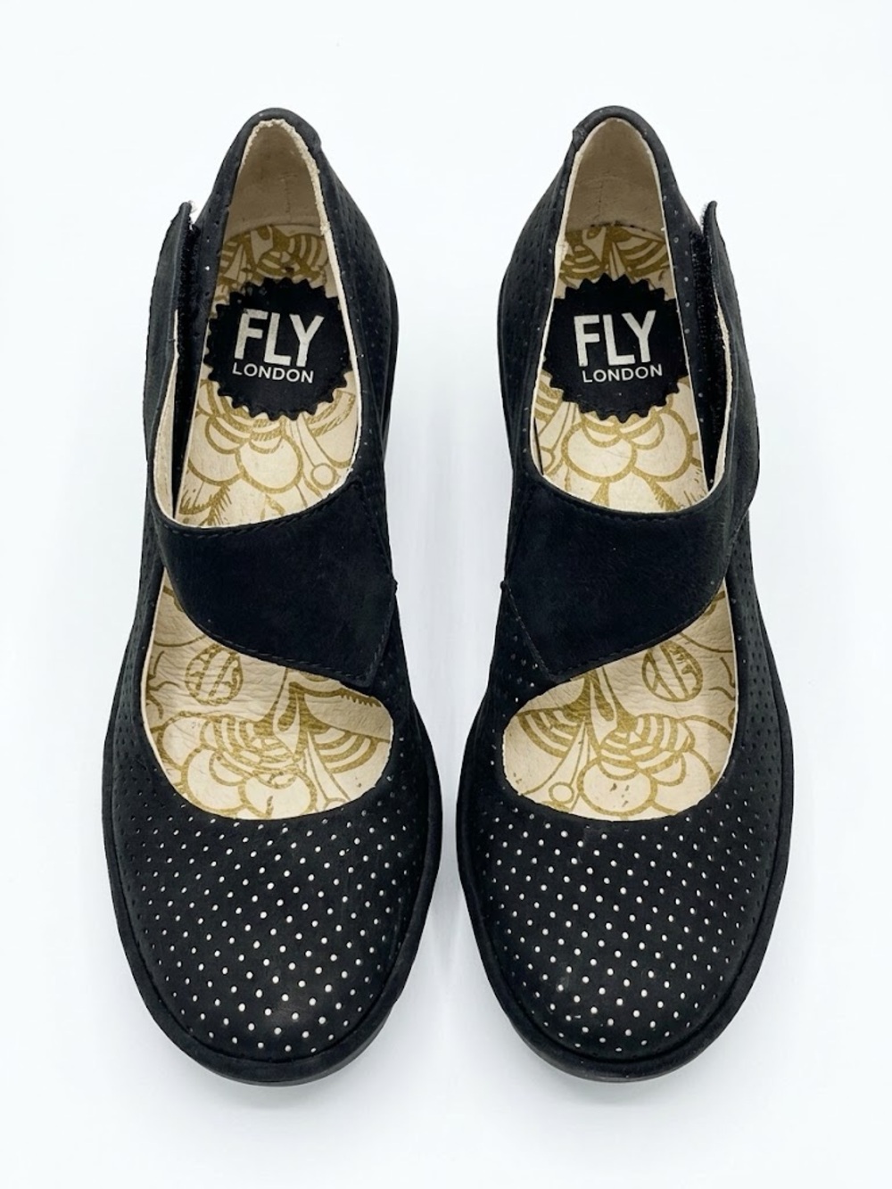 Fly London Yasi Black Wedge Mary Jane Shoe